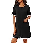 Ekouaer Women Zip Up Robe Lightweight Housecoats with Pockets Knee Length Short Bathrobes Soft Nightgown S-3XL