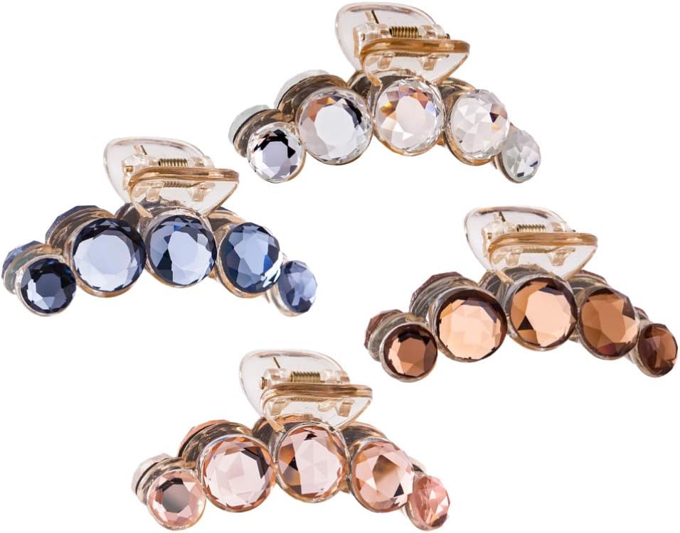 Minkissy Rhinestone Hair Claw, Large Clear Crystal Octopus Claw Clips Clutcher Crab Jaw Barrettes Grips Clamps for Thick Hair - Image 4