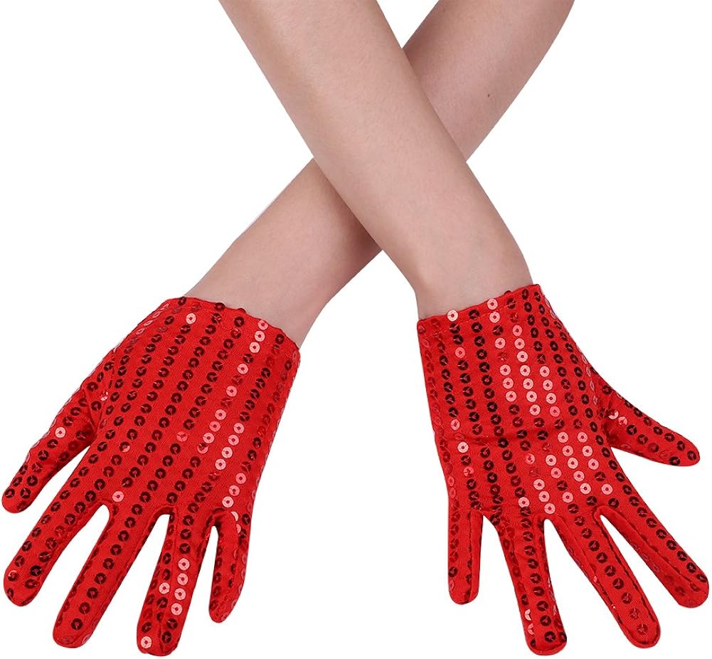 Kids Sparkling Sequin Gloves Special Occassion Costume Gloves Dress up Party Dance Performance Gloves: Clothing