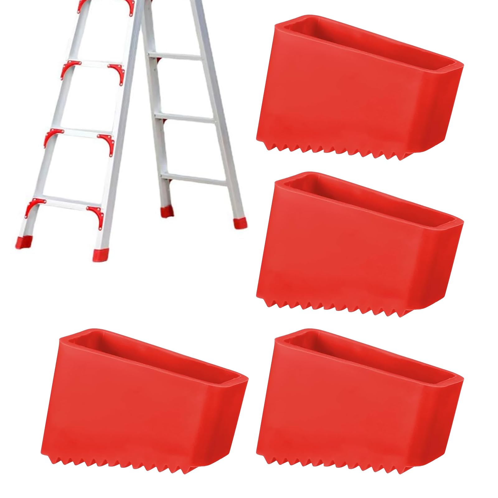 4 Pieces Ladder Non-Slip Feet Mat, 50 x 20 mm Ladder Feet, Ladder Feet Replacement, Ladder Stabiliser, Rubber Ladder Feet for Home Workers Folding Ladder