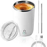 Beyoung Self Stirring Mug, 12oz Portable Electric Mixing Mug, Stainless Steel Travel Coffee Cup with Leakproof Lid, Auto Mixe