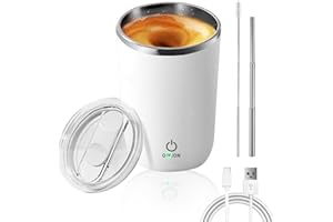 Beyoung Self Stirring Mug, Portable Electric Mixing Mug, 12oz Stainless Steel Travel Coffee Cup with Leakproof Lid, Auto Mixer Tumbler Cups For Coffee Powder Milk Tea, White