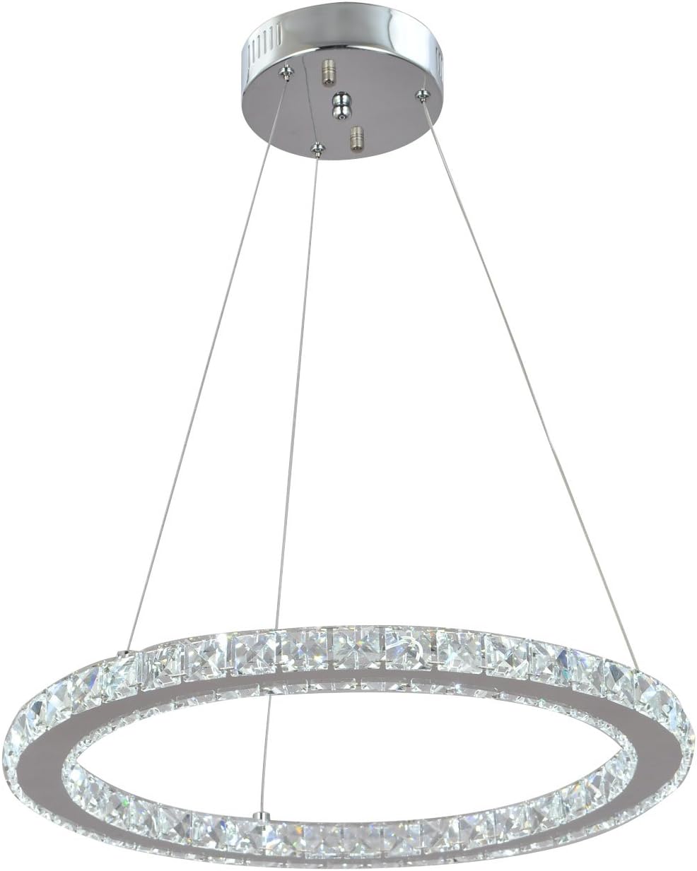 UNITARY Brand Modern Crystal Nature White LED Pendant Light with 1 Unique Ring Max 20W Chrome Finish