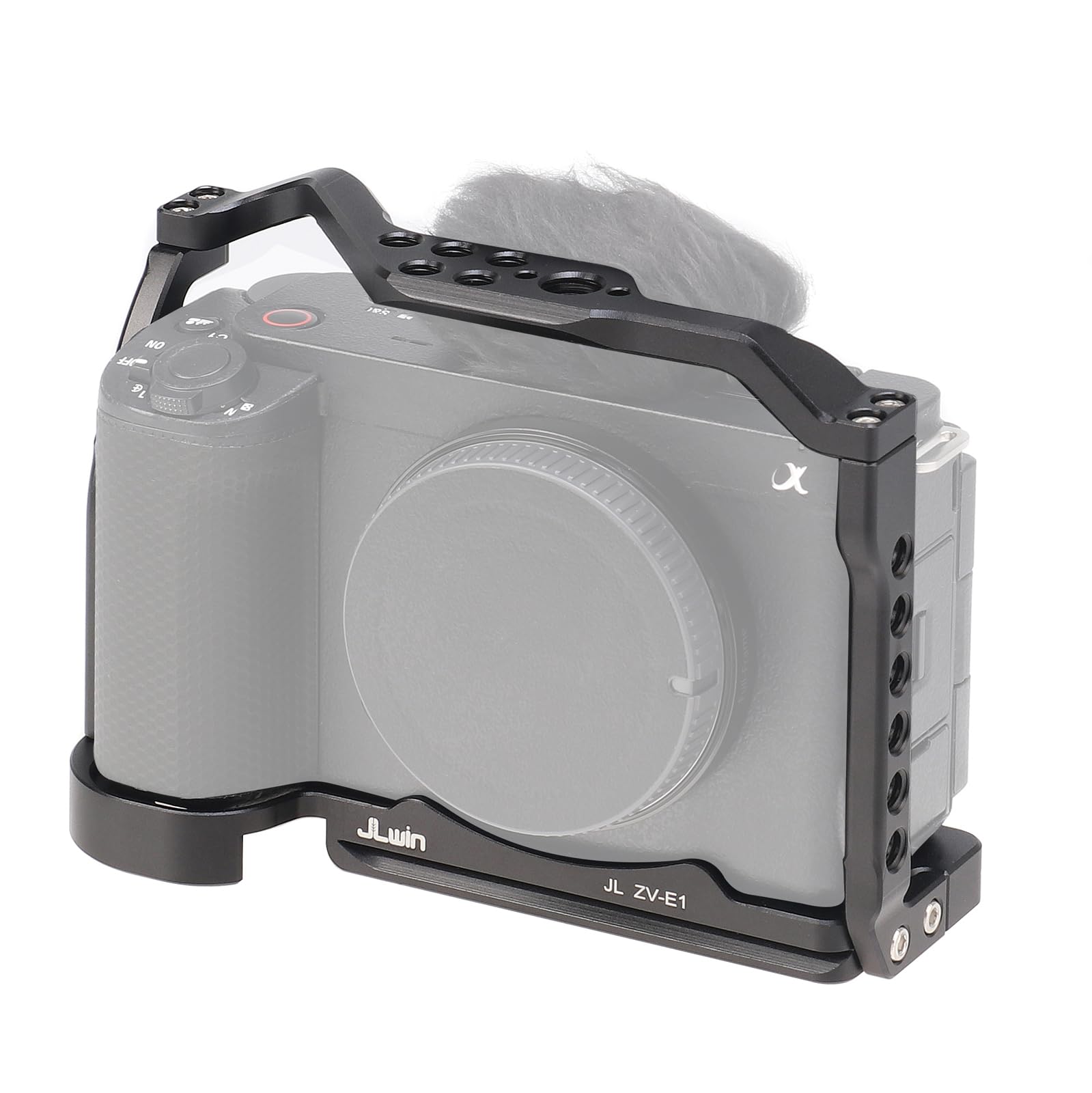 FOTGA Camera Cage for Sony ZV-E1 Camera, Aluminium Alloy Video Vlogging Camera Cage Rig, Integrated NATO Rail 1/4 Inch 3/8 Inch Thread and Quick Release Plate for Arca Swiss Standard Tripod Head