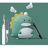 LiWerlly Cute Beat Studio Buds/Buds Plus Case, Funny 3D Cartoon Kawaii Dinosaur Cool New Studio Buds + Cover Skin with Cleaning Kit & Keychain for Beat Studio Earbuds for Boys Girl Kid Teen, Dinosaur