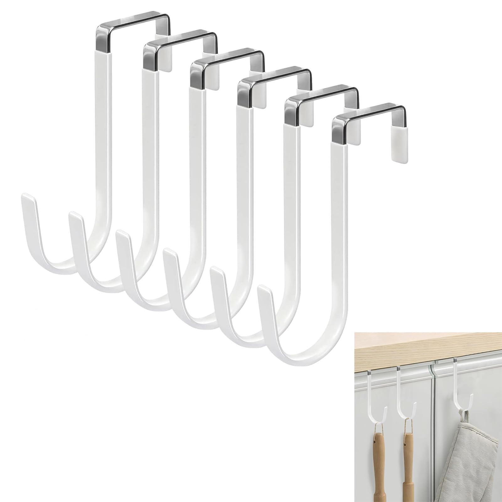 Vexquivera 6 PCS Over Door Hanger Door Hooks Rust-Proof Scratch-Proof Thickened with Single Hook Hanger Rubber Prevent Scratches Door Coat Hanger for Living Room Bathroom Bedroom Kitchen