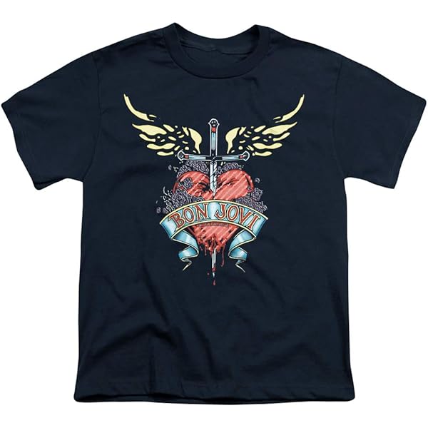 BON JOVIアメリカンフットボール シャツ Amazon.com: PopFunk Classic Bon Jovi Logo Heart and Dagger