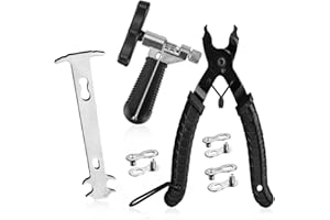 A AKRAF Bike Link Plier + Chain Breaker Splitter Tool + Chain Checker + 3 Pairs Bicycle Missing Links, Bike Link Opener Closer Plier Chain Cutter Connector Wear Indicator Tool