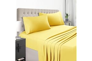 EaseHome Yellow Full Size Bed Sheet Set -Deep Pocket to 18 inches Mattress 4 Piece - Premium Bedding Sheets & Pillowcases Collection - Extra Soft