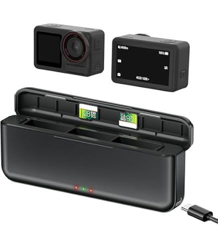 Dji Action 4 Battery GOROFOP DJI Osmo Action Battery Kit - 2-Pack 2100mAh Batteries & Dual Charger | Compatible With Action 5 Pro/4/3 Osmo Action 4 Battery