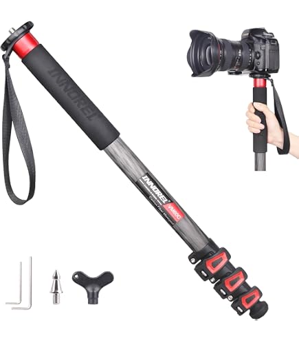 Monopode Manfrotto XPRO Fibre Carbone 4 Sections - Léger & Robuste - Support 20kg - Idéal Photo & Vidéo - Noir