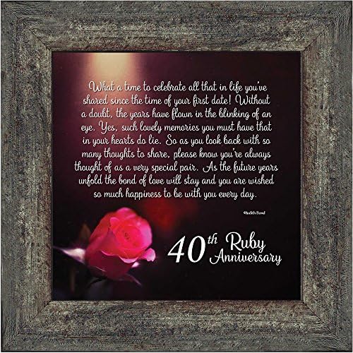 Crossroads Home Décor Ruby Anniversary, Ruby Wedding Anniversary Picture Frame, 40th Wedding Anniversary, 8603BW