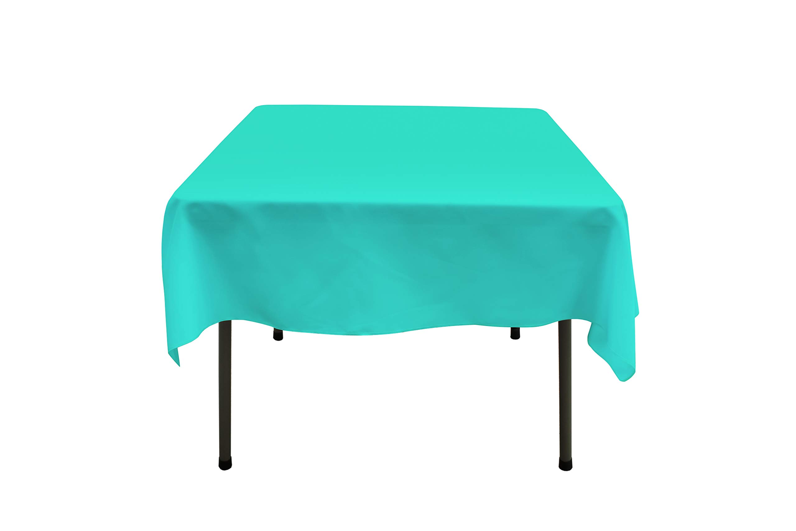 GEFEII Kitchen 54 inch Square Tablecloth Solid Polyester Tablecloths for Wedding Party Restaurant Banquet Dining Buffet Table Picnic Decorations (Square-54x54 inch, Turquoise)