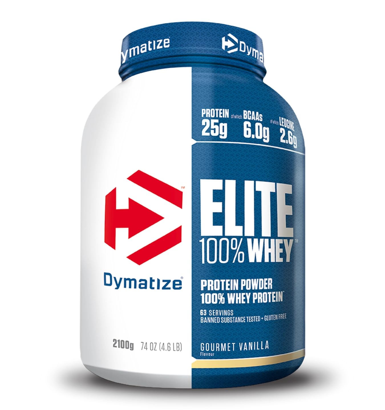 Dymatize Elite Whey Gourmet Vanilla 2,1 kg - High Protein Low Sugar Powder + Whey Protein and BCAAs