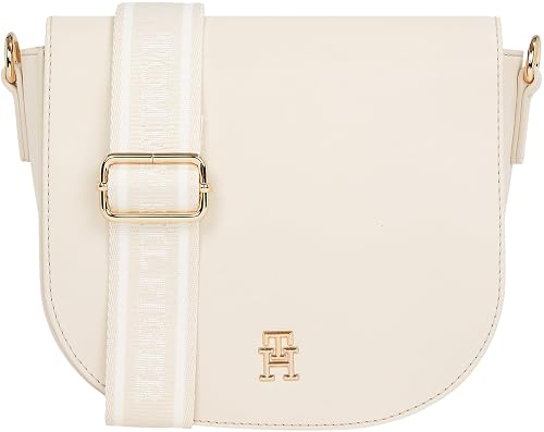 Tommy Hilfiger Women’s Logo Tape Wide Strap Crossbody Bag, Beige (Sugarcane), One Size