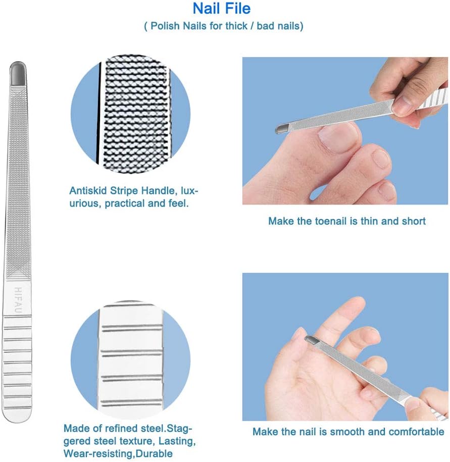 HIFAU 8PCS Premium Cuticle Nippers Pusher Manicure Tools Set, Professional Ingrown Toenail File, Cuticle Remover Trimmer Cutters Tool Gel Nail Art Kit, Stainless Steel, Travel, Gift: Home Improvement