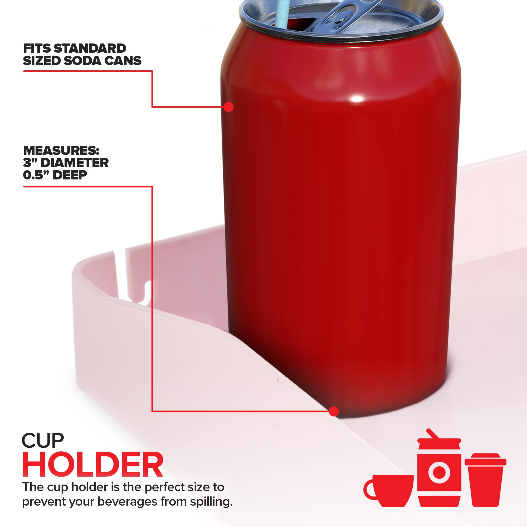 Modern Innovations Bedside Shelf for Bed, College Dorm Room, Bunk Bed Shelf for Top Bunk, Clip On Nightstand, Baby Changing Table Tray, Cup Holder for Kids, Bunkbed Caddy for Table Storage (Pink)