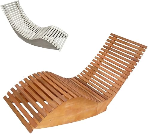 Amazon De Promafit Sonnenliege Schwungliege Apollon Aus Holz Perfekt Fur Balkon Oder Garten Akazienholz Relaxliege Gartenliege Vintage Retro Zwei Farben Gitteroptik Naturbraun