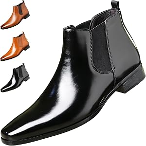 Mens Chelsea Boots Polished Dress Boots Classic Slip-On ideal for office work business meetings date nights wedding parties