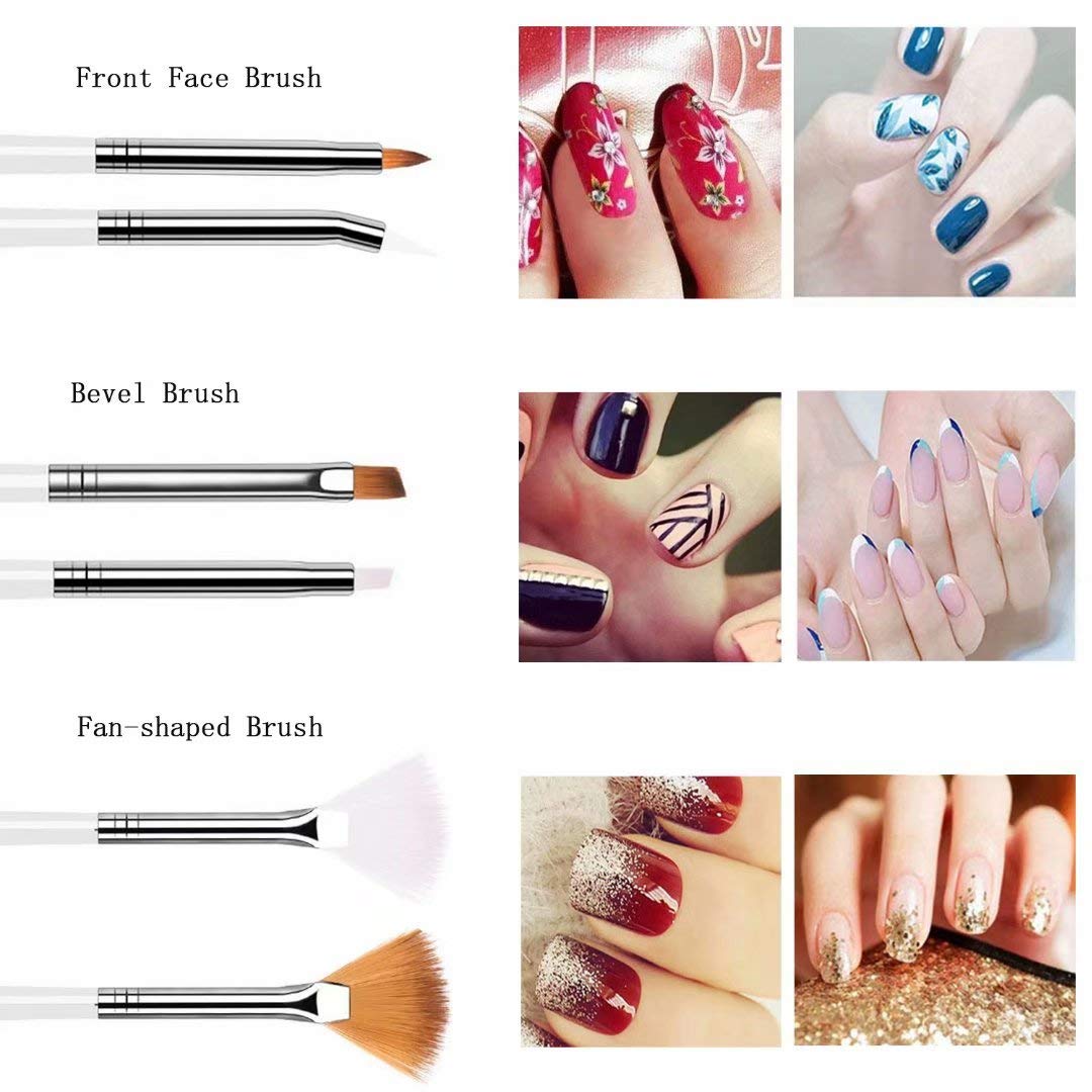 JOYJULY Professional Nail Art Supplies with 15pcs Brush Set, 5pcs Dotting Pen, 2pcs 3D nail diamonds rhinestones Kit, 8pcs Chunky Glitter Sequins for Nail Art/Body Glitter/Cosmetic Face/Hair : Beauty
