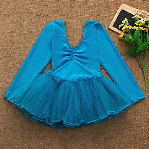 Tiean New Toddler Girls Gauze Leotards Tops Bodysuit Dancewear Dress Clothes Girls Outfits (3 T, Blue) - Thumbnail 4