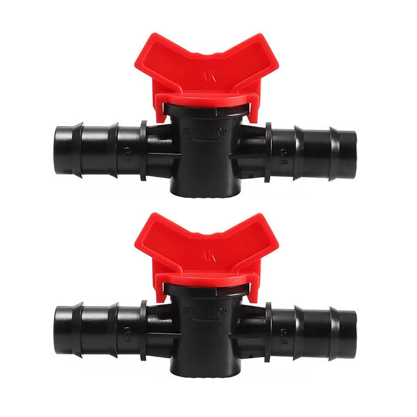 2PCS 18mm Ball Valve with Barbed Connector - Shut Off Hose Pipe Joiner Faucet Adapter (BK)