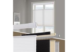 Persilux No Tools No Drill Light Filtering Cellular Shades for Windows Cordless Top Down Bottom Up Honeycomb Blinds,Easy to Install Cellular Blinds for Indoor Windows, White, 28.5" W x 64" H