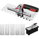Switchable Tile Trowel Set &ndash; 6 Interchangeable Notched Blades | Quick-Lock Handle, Stainless Steel Trowel Kit for Mortar, Thinset &amp; Tile Installation