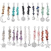 PH PandaHall 20pcs Natural Gemstone Chips Pendant Decoration Alloy Star Moon Charms Keychain Stone Bead Keychain Charms with Lobster Clasps for Bag Jewelry Keychains Ornament Decor