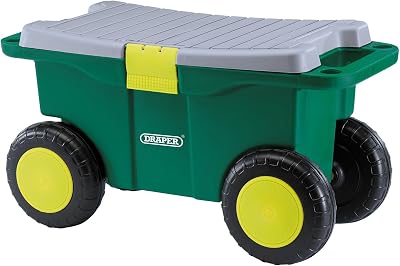Draper 60852 Gardeners Tool Cart & Seat with Removable Tray, Green