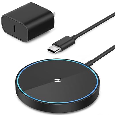Magnetic Wireless Charger Mag Safe Charging Pad Compatible with iPhone 17/17 Pro Max/iPhone Air/16/15/15 Plus/14/13/12 Series, 2025 Upgraded Fast Mag-Safe LED Charger with 20W Type-C Adapter (Black)