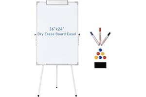 Mordchil HF Magnetic Tripod Easel Whiteboard, 36"x24" Large Stand Dry Erase Board, Height Adjustable Flipchart Easel Stand, P