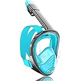 QingSong Full Face Snorkel Mask for Adults, Snorkeling Gear with Camera Mount, 180 Degree Panoramic View Snorkel Set Anti-Fog Anti-Leak