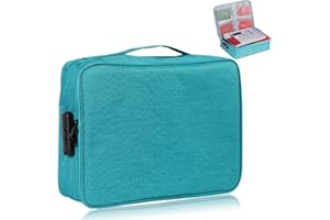 KEJIH Oxford Document Bag with Safe Lock, Multi-Layer Storage Pouch, Diploma Without Vibration, Portable for MacBook, Passport, Package File, A4 Size, Lake Blue