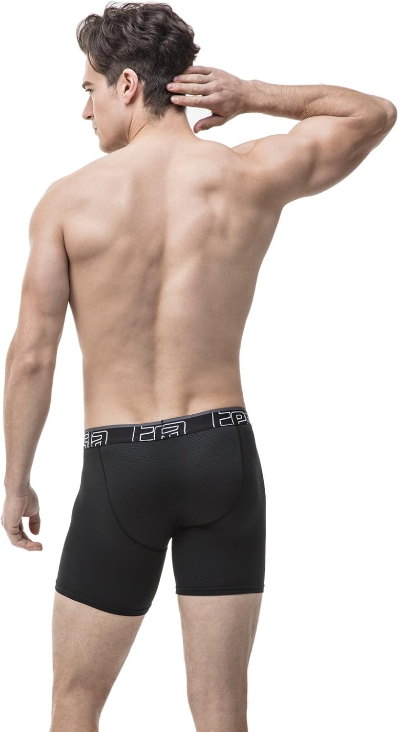 TSLA Men's (Pack of 2, 3) Relaxed Stretch 9 inches Cool Dry Brief Mesh Underwear Trunk: Clothing