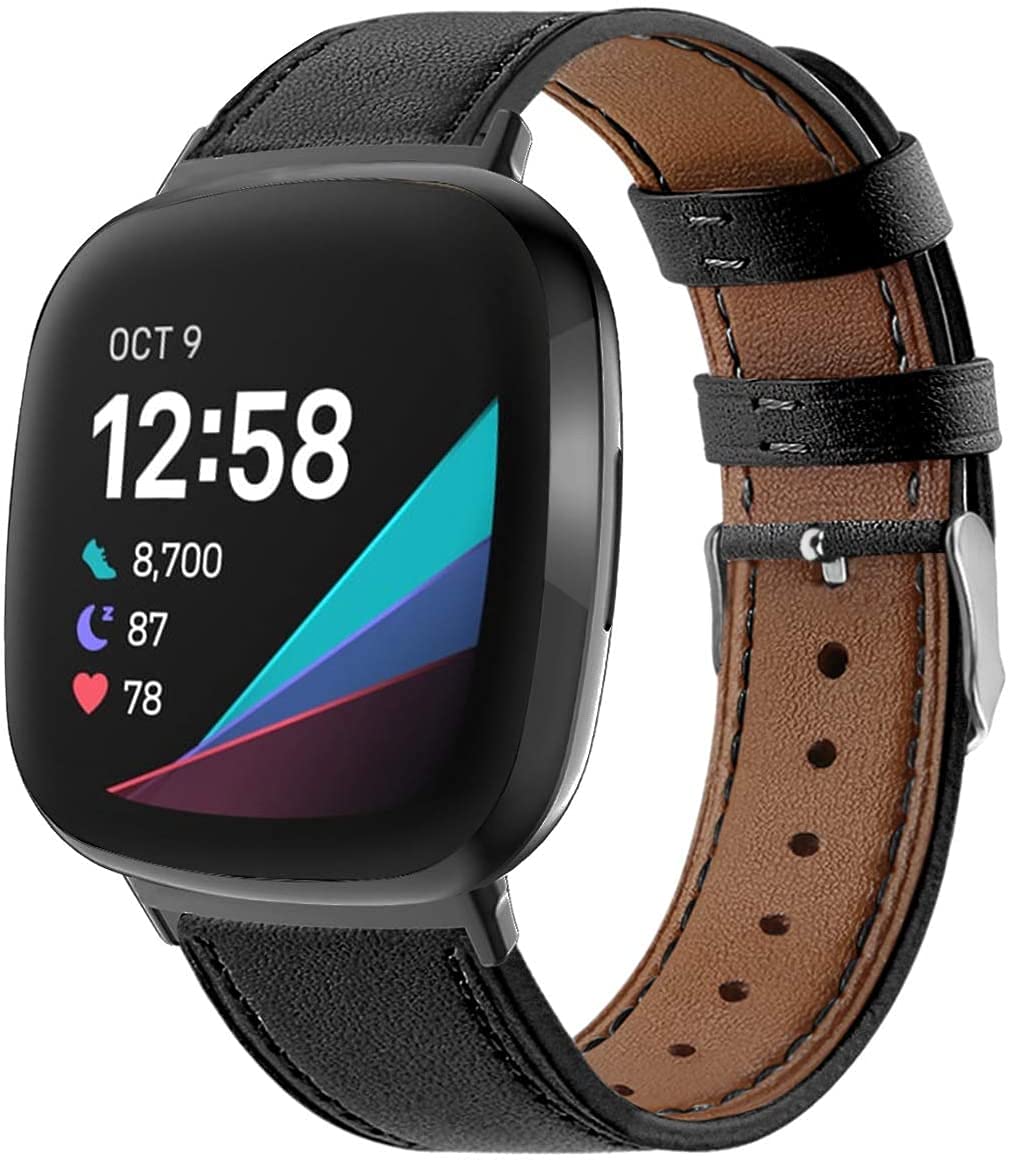 Classicase Compatible with Fitbit Versa 3/Fitbit Sense Watch Strap, Genuine Leather Quick Release Bracelet, Pattern 6, Strap, Pattern 6, Strap