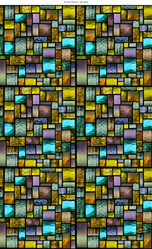 image for Windowpix 30x48 Inch Decorative Static Cling Film Solar Stained Geomet