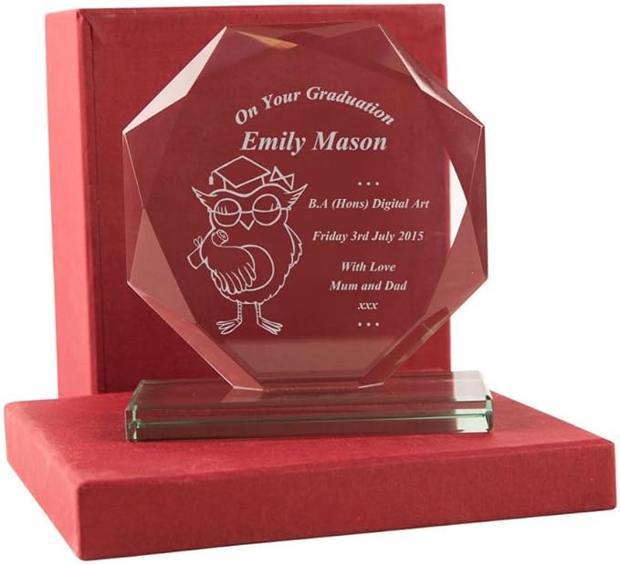 Engraved Graduation Glass Plaque, Personalised Graduation Gifts for Her