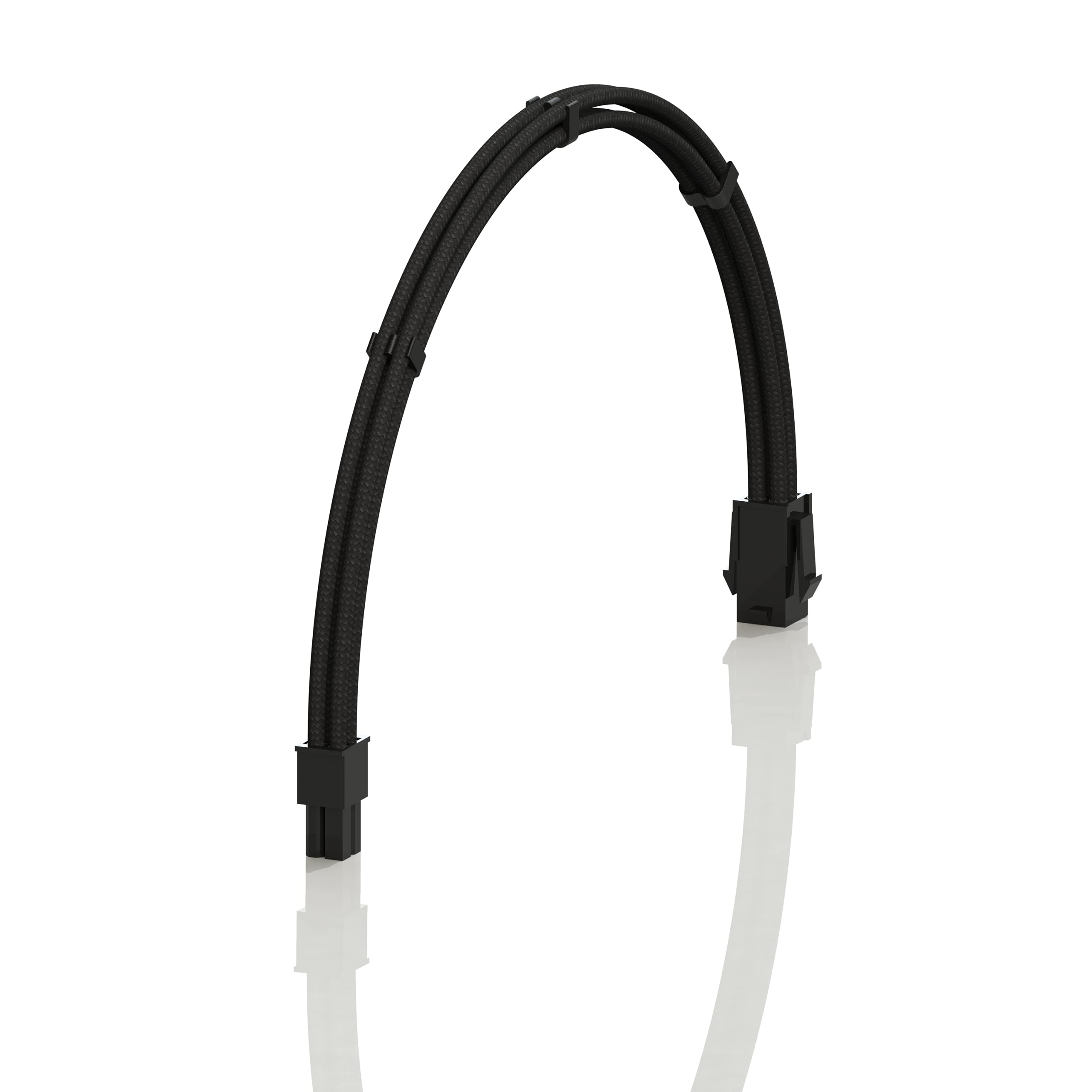 LINKUP - AVA 50cm EPS 4 Pin CPU ATX Motherboard PSU Power Supply Braided Sleeved Custom Mod PC Extension Cable w/Combs | Strong & Stiff Design | Single Pack | 500mm - Black