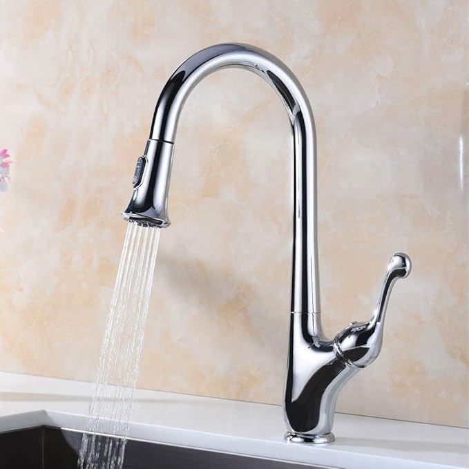 Chrome Kitchen Mixer Tap WENKEN Solid Brass Single Handle High Arc Pre