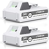 LORDONE 2 Packs 24V 3.0Ah Replacement Battery for Snow Joe+Sun Joe 24V Lithium-iON Battery Series 24BAT-LTX/LTW/LTE/LT/XR EcoSharp Pro