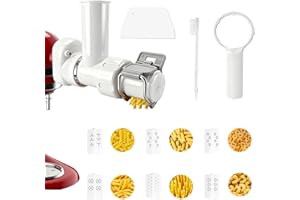 8 in 1 Pasta Maker Attachment for Kitchenaid Stand Mixer,6 Different Shapes Outlet and 1 Dough Bench Scraper and 1 Cleaning B