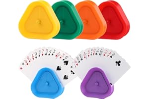 Motroce 6 Pcs Playing Card Game Holders, Hands Free Triangle Shaped Poker Tray, Holds Up to 15 Poker Cards Hands for Adults,Parties,Classroom Activities Not Included Cards(6 Colors)