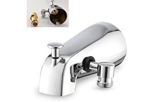 YASINU All Metal Tub Spout with Diverter Chrome, Fits Threaded 1/2" or 3/4" IPS, Tub Faucet with Shower Diverter