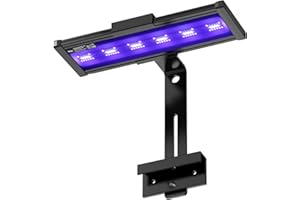 hygger LED Saltwater Aquarium Light, 24/7 Mode Nano Tank Reef Light for Coral, Refugium Light with White, Blue, U-V LEDs Dimmer Timer Moonlight Mounting Bracket 2 Metal Legs 11'' Long 19W