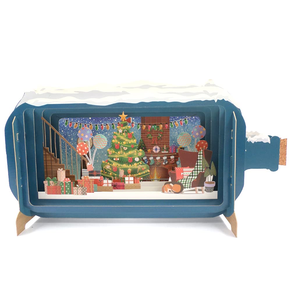 Message In A Bottle Xmas Night Pop Up Christmas Greeting Card By Alljoy Cards XMIB057