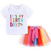 Mud Kingdom Little Girls Birthday Outfit Embroidered T-Shirt and Tutu Skirt Set with Unicorn Headband