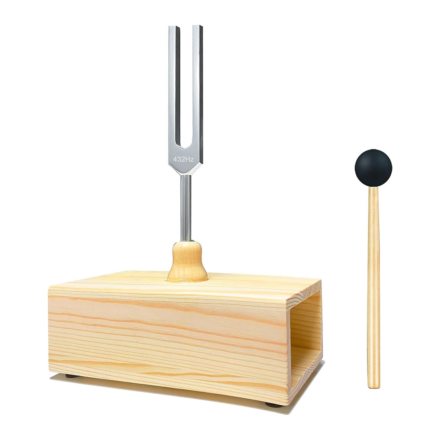 Grnlucja 432 Hz Tuning Fork Silver&Wood Color Resonance Tuning Fork for Sound Healing,Tuning Fork Resonance Teaching, Hearing Tests, with Resonance Box