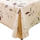 Chizoya Table Cloth Heavy Duty Vinyl Table Cloth for Rectangle Table Wipe Clean PVC Tablecloth for Kitchen Dining Table (54x72 inch, Leaves)