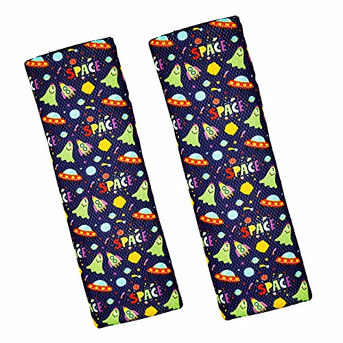 Car Seat Belt Pillow For Kids, 2Pcs Space Car Seat Belt Cover Pad Head and Neck Support (Space B)